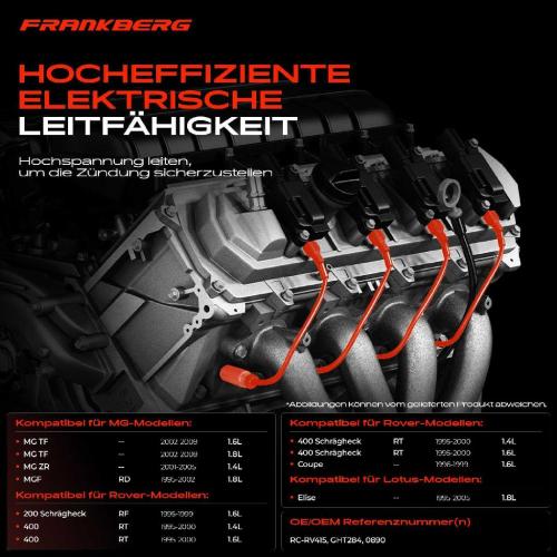 5x Zündleitungssatz Zündkabel für Rover Coupe 400 200 MG TF ZR Lotus Elise Bild 5x Zündleitungssatz Zündkabel für Rover Coupe 400 200 MG TF ZR Lotus Elise