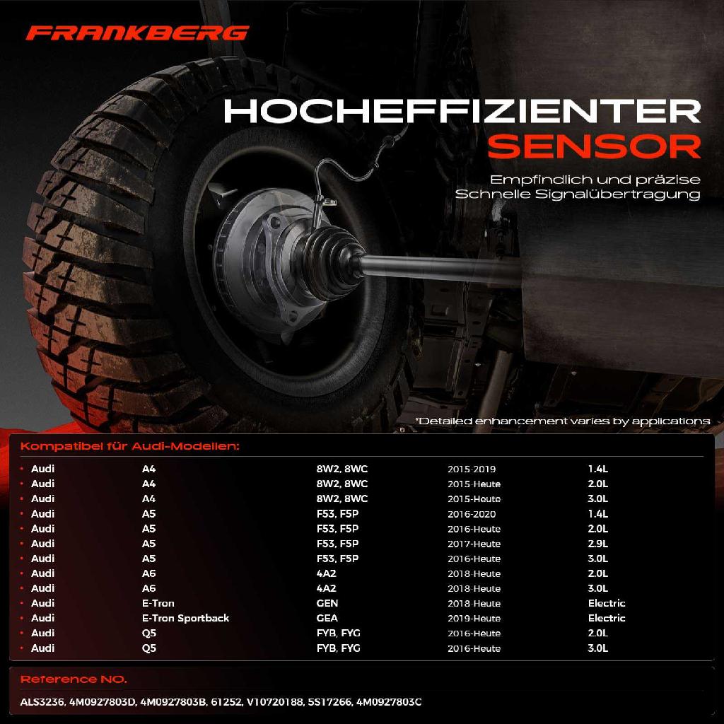 1x ABS Sensor Vorderachse beidseitig für VW Touareg Audi A4 Allroad Avant A5 Cabriolet Sportback A6 A7 A8