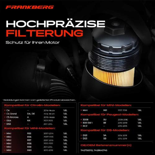 1x ÖlkühlerÖlfilter für MINI R56 R57 R55 R60 Citroën DS Peugeot 208 I 308 II 508 I Bild 1x ÖlkühlerÖlfilter für MINI R56 R57 R55 R60 Citroën DS Peugeot 208 I 308 II 508 I