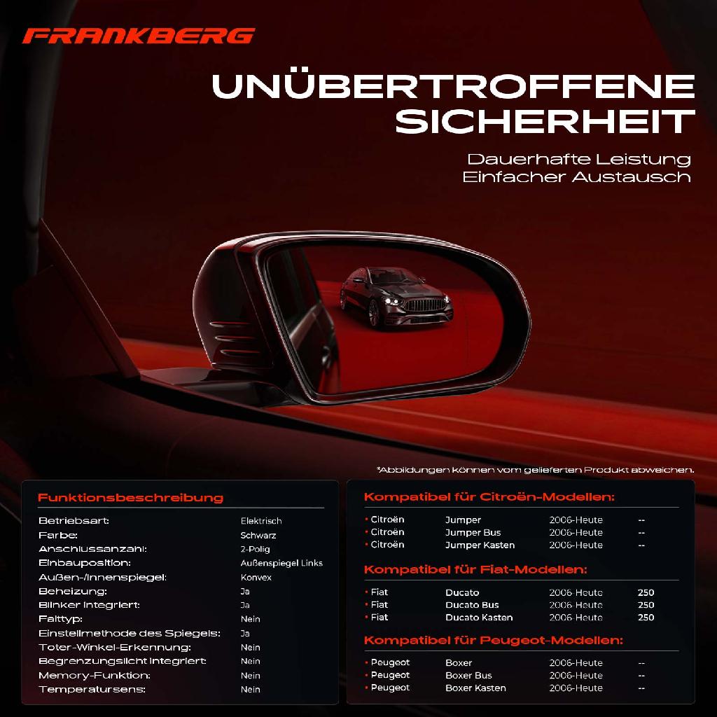 1x Außenspiegel Links für Citroën Jumper Fiat Ducato Peugeot Boxer Bj ab 2006