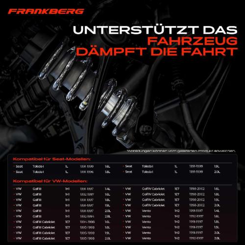 Frankberg 2x Fahrwerksfeder Hinterachse für VW Golf III IV Vento 1H 1E Seat Toledo I 1L 1991-2002 Bild Frankberg 2x Fahrwerksfeder Hinterachse für VW Golf III IV Vento 1H 1E Seat Toledo I 1L 1991-2002