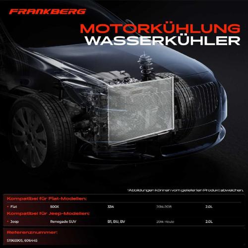 Frankberg 1x Kühler Wasserkühler Motorkühler für Fiat 500X 334 Jeep Renegade SUV B1 BU BV Bild Frankberg 1x Kühler Wasserkühler Motorkühler für Fiat 500X 334 Jeep Renegade SUV B1 BU BV