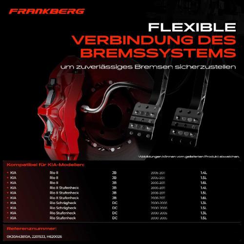 1x Bremsschlauch Bremsschläuche Hinterachse Links oder Rechts für KIA Rio II JB Rio DC 1.4L 1.5L Bild 1x Bremsschlauch Bremsschläuche Hinterachse Links oder Rechts für KIA Rio II JB Rio DC 1.4L 1.5L