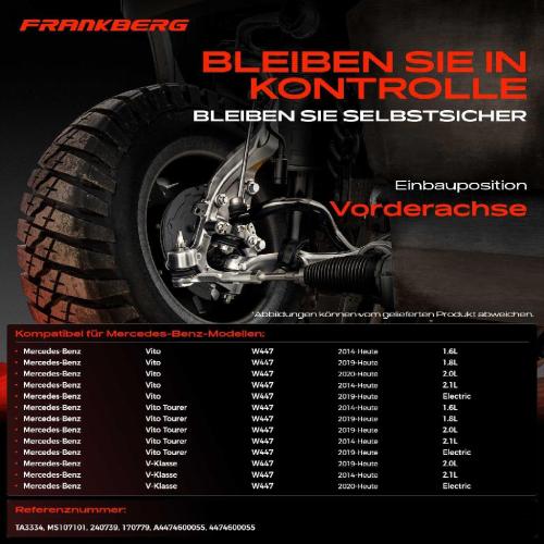Frankberg 2x Spurstange Vorderachse für Mercedes-Benz Marco Polo Camper W447 Vito Kasten Vito Mixto (Double Cabin) Bild Frankberg 2x Spurstange Vorderachse für Mercedes-Benz Marco Polo Camper W447 Vito Kasten Vito Mixto (Double Cabin)