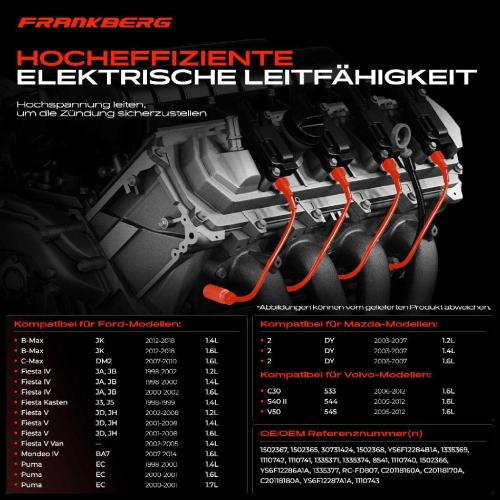 4x Zündleitungssatz Zündkabel für Ford Focus II III Fusion Puma Mondeo Fiesta IV Bild 4x Zündleitungssatz Zündkabel für Ford Focus II III Fusion Puma Mondeo Fiesta IV