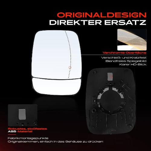 1x Spiegelglas Außenspiegel rechts für Fiat Nissan NV300 Opel Renault Bild 1x Spiegelglas Außenspiegel rechts für Fiat Nissan NV300 Opel Renault