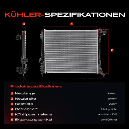 Frankberg 1x Kühler Wasserkühler Motorkühler für Renault Megane IV Schrägheck Bild Frankberg 1x Kühler Wasserkühler Motorkühler für Renault Megane IV Schrägheck