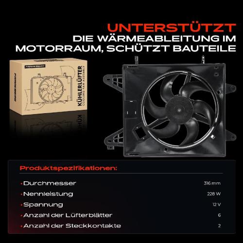 Frankberg 1x Motorkühller Einfachlüfter mit Kühlerlüfterrahmen Fiat Brava 182 Marea 185 Multipla 1.6L Bild Frankberg 1x Motorkühller Einfachlüfter mit Kühlerlüfterrahmen Fiat Brava 182 Marea 185 Multipla 1.6L