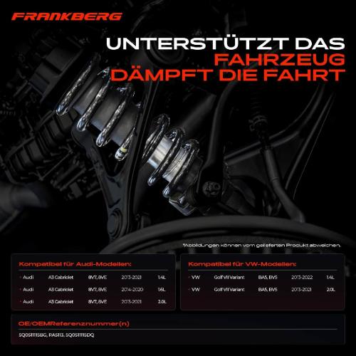 Frankberg 2x Fahrwerksfeder Hinterachse f r Audi A3 Cabriolet 8V7 VW Golf 7 Variant BA5 Bild Frankberg 2x Fahrwerksfeder Hinterachse f r Audi A3 Cabriolet 8V7 VW Golf 7 Variant BA5