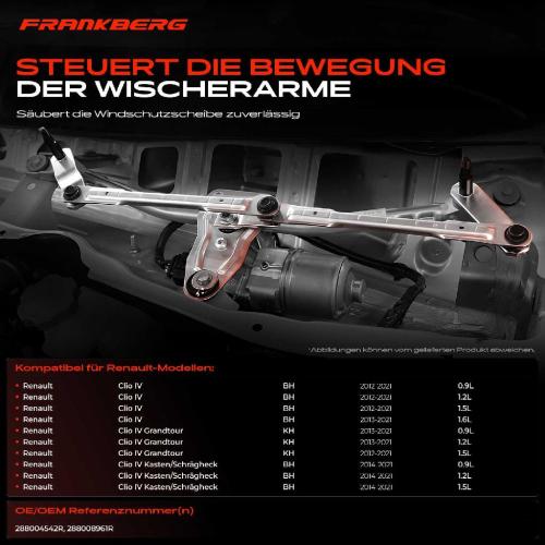 Frankberg 1x Wischergestänge Vorne für Renault Clio IV BH_ Clio IV Grandtour KH_ Bild Frankberg 1x Wischergestänge Vorne für Renault Clio IV BH_ Clio IV Grandtour KH_