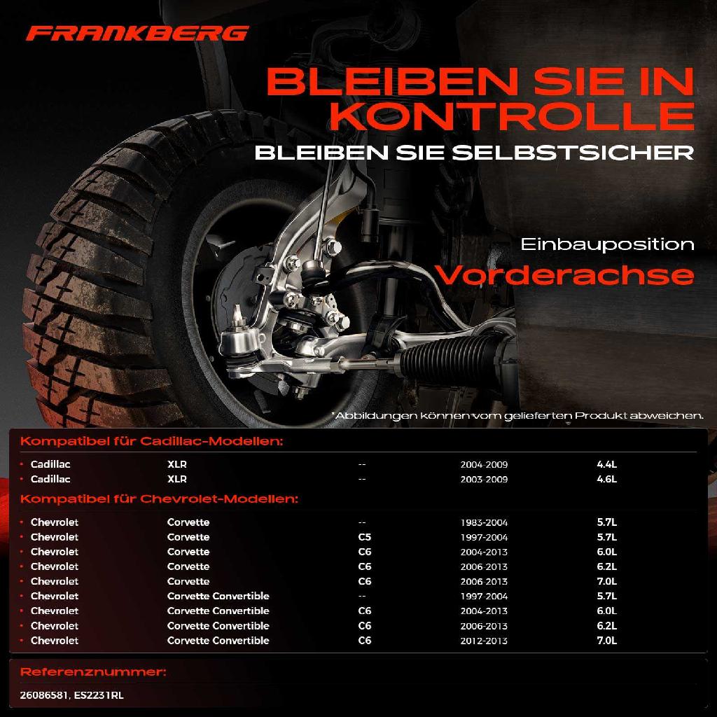 2x Spurstangenkopf Vorderachse für Cadillac XLR Chevrolet Corvette Convertible 4.4L 4.6L 1983-2013