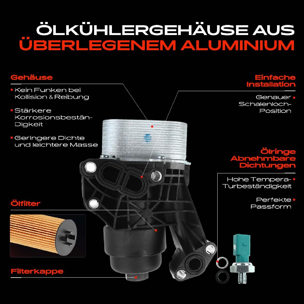1x ÖlkühlerÖlfilter für VW Golf 7 Passat Audi A3 8V Seat Leon Octavia 1.6L 2.0L