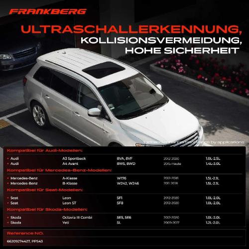 Frankberg 4x Parksensor PDC Sensor Vorne und Hinten für VW Golf 7 Passat Audi A3 A4 Mercedes-Benz Bild Frankberg 4x Parksensor PDC Sensor Vorne und Hinten für VW Golf 7 Passat Audi A3 A4 Mercedes-Benz