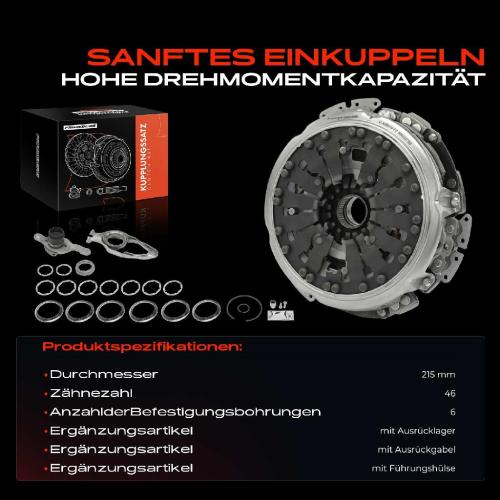 Frankberg 1x Kupplungssatz für VW Golf Plus Sportsvan VI Variant VII Jetta Passat Polo Scirocco Touran T-ROC Bild Frankberg 1x Kupplungssatz für VW Golf Plus Sportsvan VI Variant VII Jetta Passat Polo Scirocco Touran T-ROC