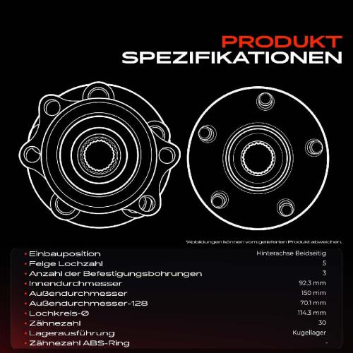 2x Radnabe Radlagersatz Hinten für Tesla Model 3 5YJ3 Bj ab 2018 Bild 2x Radnabe Radlagersatz Hinten für Tesla Model 3 5YJ3 Bj ab 2018