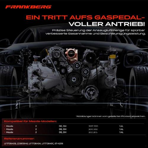 Frankberg 1x Drosselklappe Drosselklappenstutzen für Mazda 2 DE DH 1.3L 2007-2015 Bild Frankberg 1x Drosselklappe Drosselklappenstutzen für Mazda 2 DE DH 1.3L 2007-2015