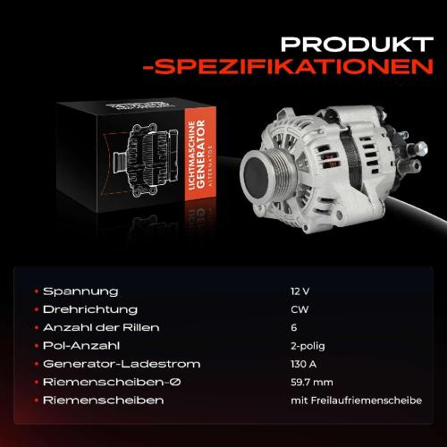 1x Lichtmaschine Generator für Hyundai i30 Santa Fé Tucson KIA Sportage Cee'D Bild 1x Lichtmaschine Generator für Hyundai i30 Santa Fé Tucson KIA Sportage Cee'D