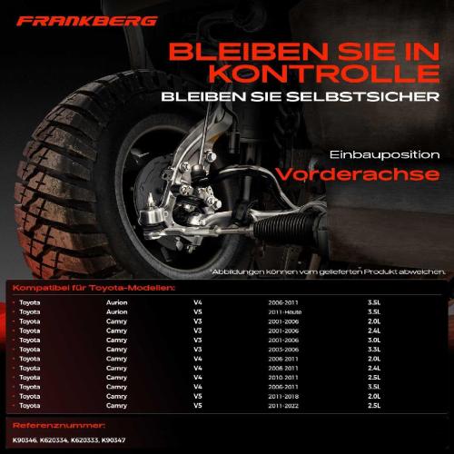 Frankberg 1x Querlenker Satz Vorderachse für Toyota Aurion Camry Solara Cabriolet Coupe Stufenheck 3.5L Bj ab 2001 Bild Frankberg 1x Querlenker Satz Vorderachse für Toyota Aurion Camry Solara Cabriolet Coupe Stufenheck 3.5L Bj ab 2001
