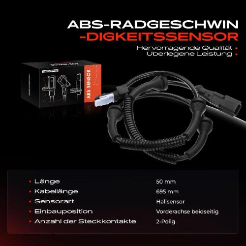 Frankberg 1x ABS Sensor Vorderachse beidseitig für Opel Vivaro A Combi Kasten Renault Trafic II Bus 1.9L Bj ab 2001 Bild Frankberg 1x ABS Sensor Vorderachse beidseitig für Opel Vivaro A Combi Kasten Renault Trafic II Bus 1.9L Bj ab 2001