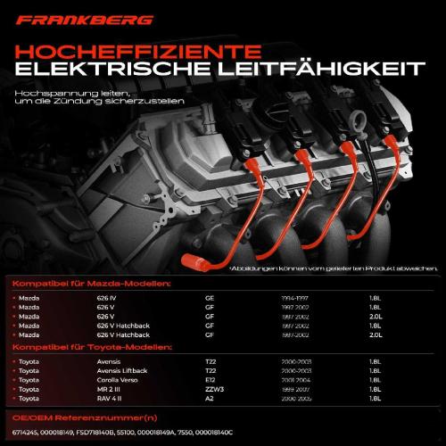 4x Zündleitungssatz Zündkabel für Mazda 626 IV GE GF GW Toyota Avensis Corolla Bild 4x Zündleitungssatz Zündkabel für Mazda 626 IV GE GF GW Toyota Avensis Corolla