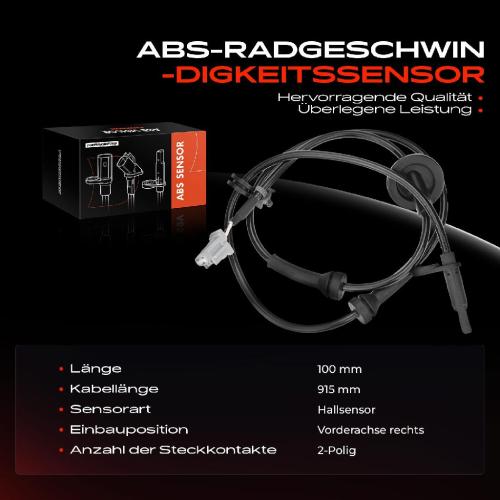 1x ABS Sensor Vorderachse rechts für Nissan Murano I Z50 3.5L 2003-2008 Bild 1x ABS Sensor Vorderachse rechts für Nissan Murano I Z50 3.5L 2003-2008