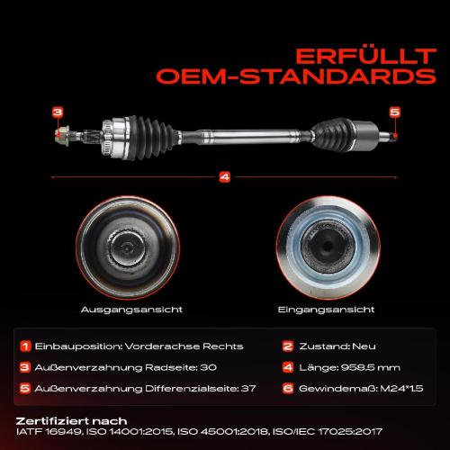 1x Antriebswelle Vorderachse Rechts für Mercedes M-Klasse W163 1998-2005 Bild 1x Antriebswelle Vorderachse Rechts für Mercedes M-Klasse W163 1998-2005