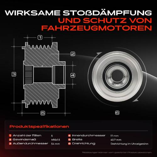 1x Generatorfreilauf Lichtmaschine für Ford Mondeo 4 Volvo S60 II S80 II XC60 I Bild 1x Generatorfreilauf Lichtmaschine für Ford Mondeo 4 Volvo S60 II S80 II XC60 I