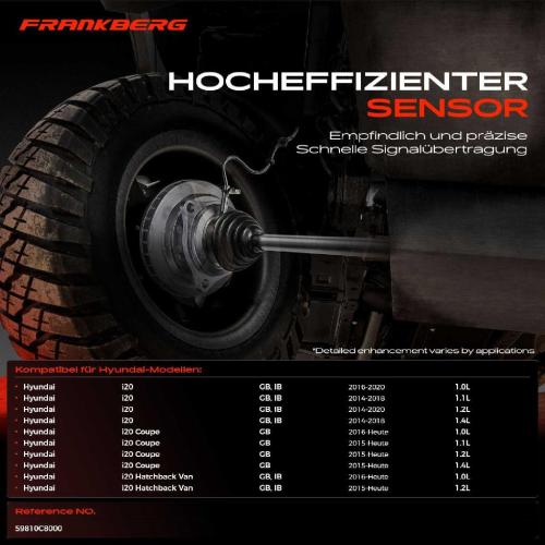 Frankberg 1x ABS Sensor Vorderachse links für Hyundai i20 Coupe Hatchback Van 1.0L 1.1L 1.2L 1.4L Bj ab 2014 Bild Frankberg 1x ABS Sensor Vorderachse links für Hyundai i20 Coupe Hatchback Van 1.0L 1.1L 1.2L 1.4L Bj ab 2014