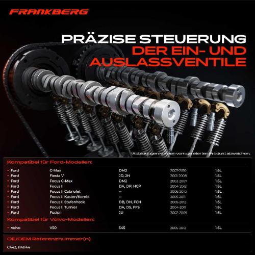 Frankberg 1x Nockenwelle für Ford Focus 2003-2012 Fiesta C-Max Fusion Volvo V50 MW 1.6L Bild Frankberg 1x Nockenwelle für Ford Focus 2003-2012 Fiesta C-Max Fusion Volvo V50 MW 1.6L