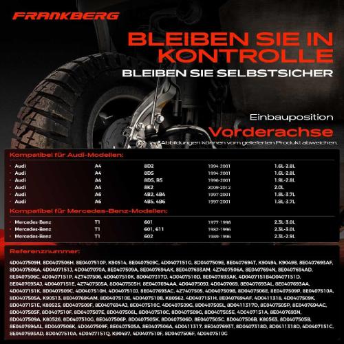 Frankberg 1x Querlenker Satz Vorderachse für VW Passat Variant 3B3 3B6 Mercedes-Benz B602 601 611 Audi A6 Avant Bild Frankberg 1x Querlenker Satz Vorderachse für VW Passat Variant 3B3 3B6 Mercedes-Benz B602 601 611 Audi A6 Avant