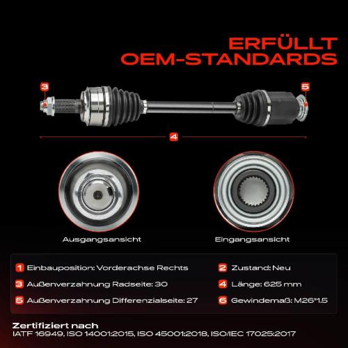 1x Antriebswelle Vorderachse Rechts für Honda CR-V III RE 2.0L 2006-2012 Bild 1x Antriebswelle Vorderachse Rechts für Honda CR-V III RE 2.0L 2006-2012