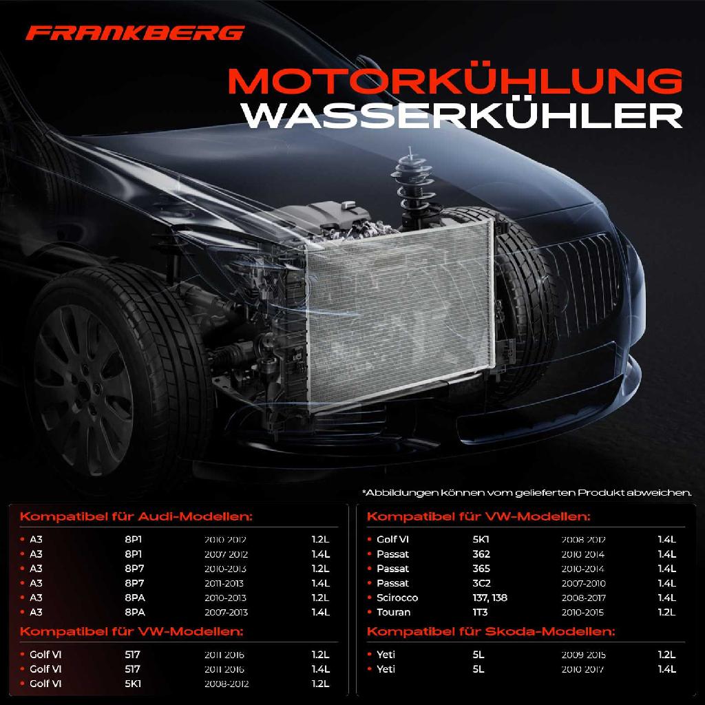 1x Kühler Wasserkühler Motorkühler für VW Golf 5 6 Caddy Audi A3 Skoda Octavia 2