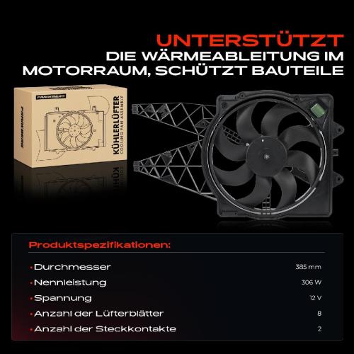 Frankberg 1x Motorkühller Einfachlüfter mit Kühlerlüfterrahmen Fiat Grande Punto Van Punto 1.3L 1.4L Bild Frankberg 1x Motorkühller Einfachlüfter mit Kühlerlüfterrahmen Fiat Grande Punto Van Punto 1.3L 1.4L