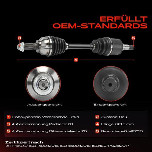 Frankberg 1x Antriebswelle Vorderachse Links für Mazda 3 Stufenheck BL 5 CW Bj ab 2009 Bild Frankberg 1x Antriebswelle Vorderachse Links für Mazda 3 Stufenheck BL 5 CW Bj ab 2009