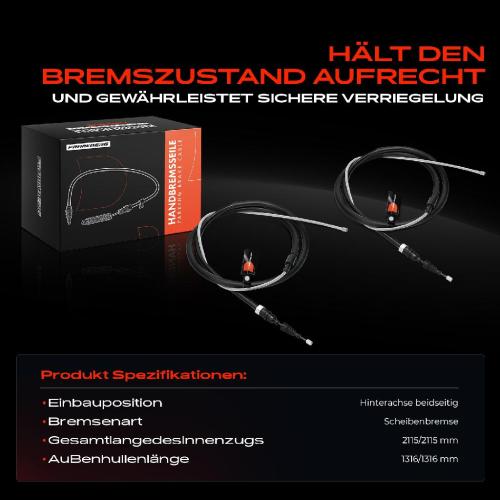 2x Seilzug Feststellbremse Hinterachse beidseitig für Citroën C4 I Peugeot 307 Break 3E Bild 2x Seilzug Feststellbremse Hinterachse beidseitig für Citroën C4 I Peugeot 307 Break 3E