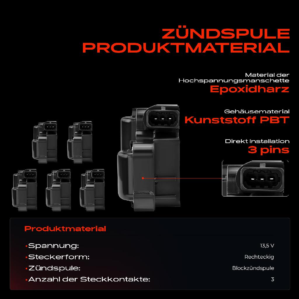 6x Zündspule? Zündkerze für Mercedes-Benz W169 W245 W202 W203 CL203 S202 S203 C208 C209 A208 A209 C219 W210