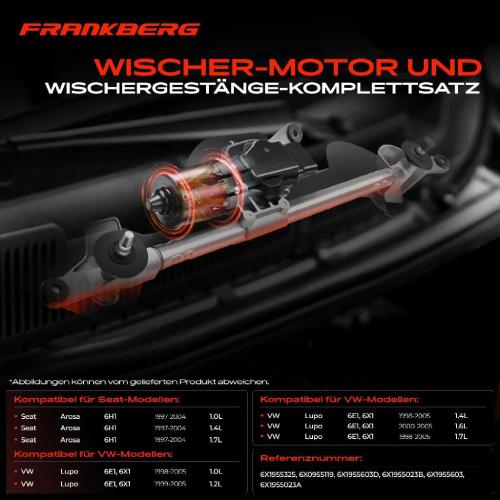 Frankberg 1x Wischerarm Scheibenwischer Vorne für VW Lupo 6E1 6X1 Seat Arosa 6H1 1.4L Bild Frankberg 1x Wischerarm Scheibenwischer Vorne für VW Lupo 6E1 6X1 Seat Arosa 6H1 1.4L