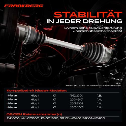 Frankberg 1x Antriebswelle Vorderachse Links für Nissan Micra II K11 1.3L 1.4L 1992-2003 Bild Frankberg 1x Antriebswelle Vorderachse Links für Nissan Micra II K11 1.3L 1.4L 1992-2003