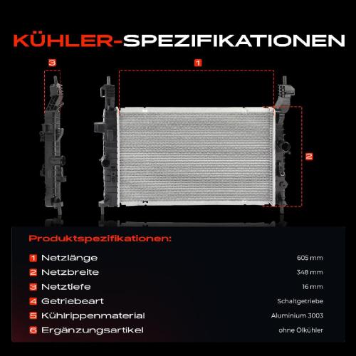 Frankberg 1x Kühler Wasserkühler Motorkühler für Opel Meriva 1.4L 1.8L 2009-2010 Bild Frankberg 1x Kühler Wasserkühler Motorkühler für Opel Meriva 1.4L 1.8L 2009-2010