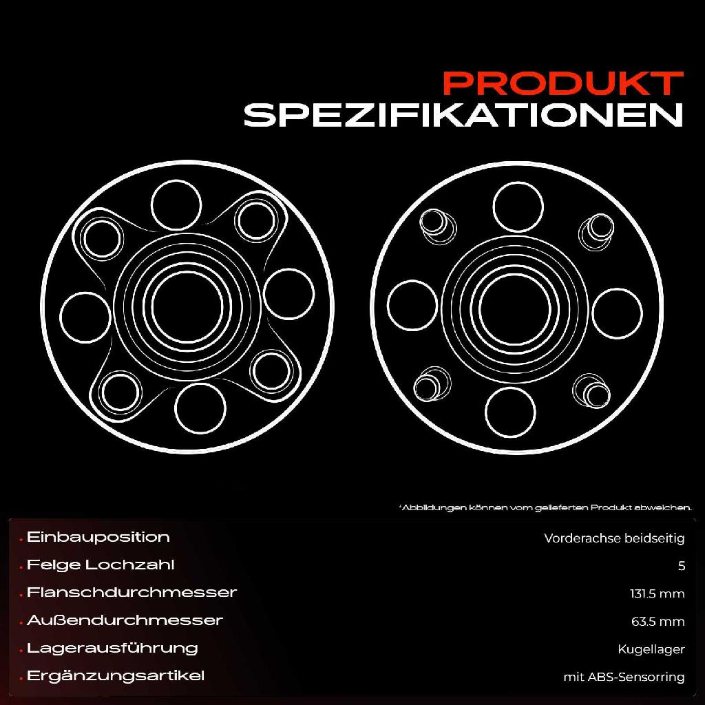 2x Radnabe Radlagersatz Vorderachse beidseitig für Volvo C30 533 C70 II Cabriolet 542 S40 V50