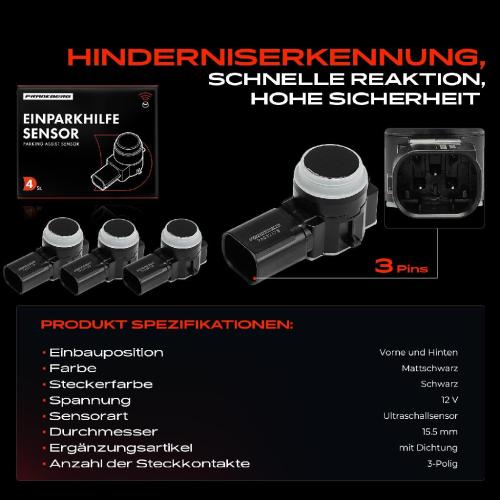 4x Parksensor PDC Sensor Vorne und Hinten für Citroën C3 SX C4 Peugeot 208 308 2008 Bild 4x Parksensor PDC Sensor Vorne und Hinten für Citroën C3 SX C4 Peugeot 208 308 2008