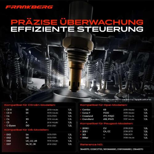 Frankberg 1x Lambdasonde Regelsonde Vor Katalysator für Citroen Berlingo C-Elysee C3 Aircross II Peugeot 208 308 Bild Frankberg 1x Lambdasonde Regelsonde Vor Katalysator für Citroen Berlingo C-Elysee C3 Aircross II Peugeot 208 308