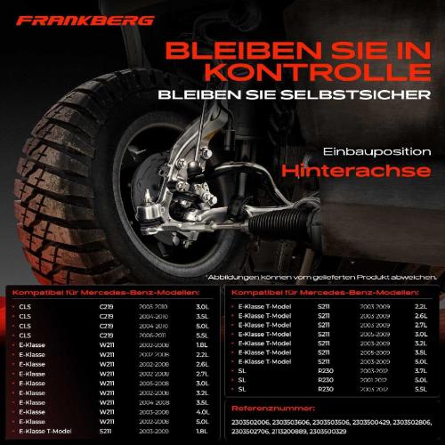 Frankberg 1x Querlenker Satz Hinterachse für Mercedes-Benz CLS C219 E-Klasse W211 E-Klasse T-Model S211 SL R230 Bild Frankberg 1x Querlenker Satz Hinterachse für Mercedes-Benz CLS C219 E-Klasse W211 E-Klasse T-Model S211 SL R230