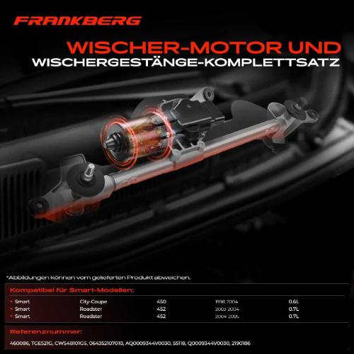 Frankberg 1x Wischerarm Scheibenwischer Vorne für Smart City-Coupe 450 Roadster 452 Bild Frankberg 1x Wischerarm Scheibenwischer Vorne für Smart City-Coupe 450 Roadster 452