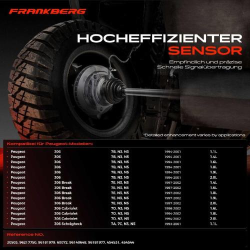 Frankberg 1x ABS Sensor Vorderachse links für Peugeot 306 Break Cabriolet Schrägheck 1.1L 1.4L 1993-2002 Bild Frankberg 1x ABS Sensor Vorderachse links für Peugeot 306 Break Cabriolet Schrägheck 1.1L 1.4L 1993-2002