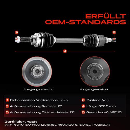 1x Antriebswelle Vorderachse Links für Suzuki Alto FF 1.1L 2004-2008 Bild 1x Antriebswelle Vorderachse Links für Suzuki Alto FF 1.1L 2004-2008