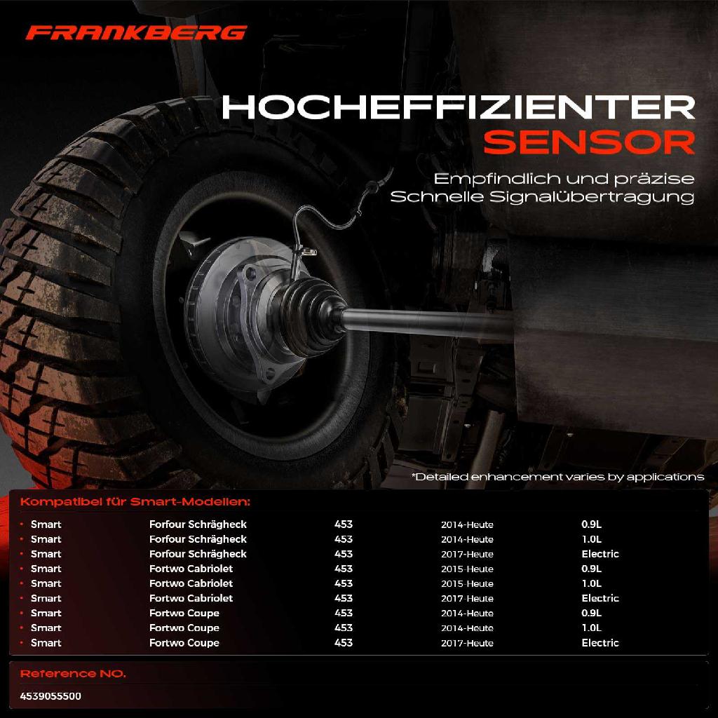 1x ABS Sensor Hinterachse links für Smart Forfour Schrägheck Fortwo Cabriolet Coupe 0.9L 1.0L Bj ab 2014