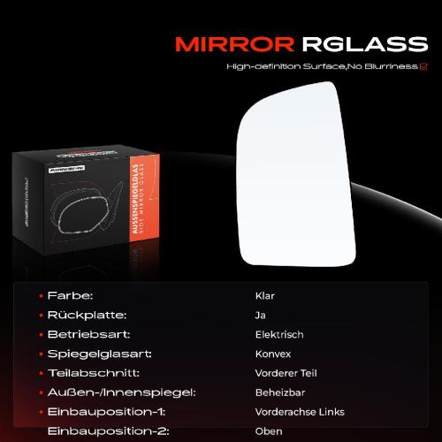 1x Spiegelglas Außenspiegel links für Mercedes-Benz Sprinter 3,5-T Pritsche/Fahrgestell B907 B910 Bild 1x Spiegelglas Außenspiegel links für Mercedes-Benz Sprinter 3,5-T Pritsche/Fahrgestell B907 B910