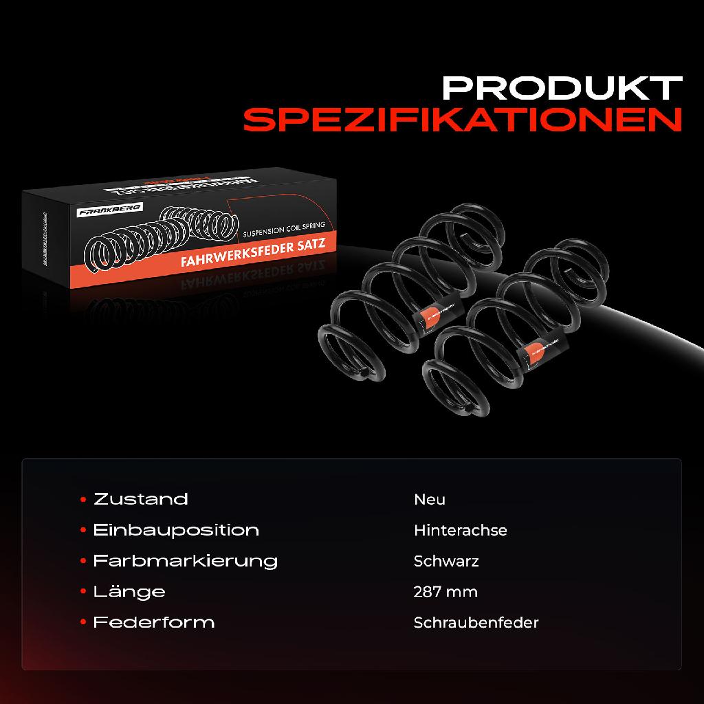 2x Fahrwerksfeder Hinterachse für Audi TT 8J3 TT Roadster 8J9 1.8L 2.0L 2006-2014