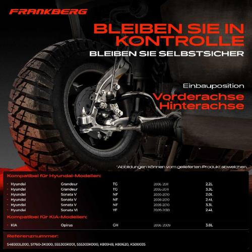 Frankberg 1x Querlenker Satz Vorderachse für Hyundai Grandeur Sonata V VI KIA Opirus 2.2L 3.3L 2.0L 2.4L 3.8L 2005-2011 Bild Frankberg 1x Querlenker Satz Vorderachse für Hyundai Grandeur Sonata V VI KIA Opirus 2.2L 3.3L 2.0L 2.4L 3.8L 2005-2011